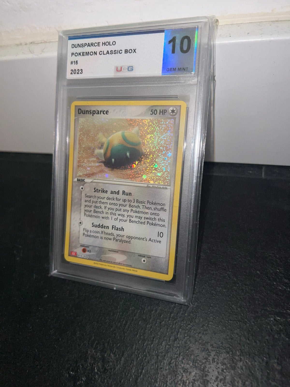 Dunsparce Holo Pokémon Classic Box #15 2023 UCG 10 GEM MINT, Ophalen, Nieuw, Losse kaart, Foil