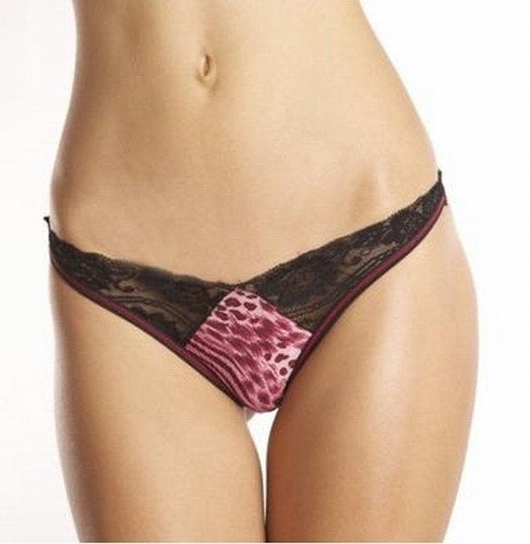 Nieuwe tijgerprint string met kant in rood of bruin - S/M, Ophalen of Verzenden, Rood, String