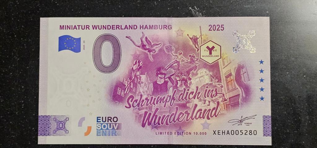 O euro biljet Miniatur wunderland Hamburg 2025, Postzegels en Munten, Bankbiljetten | Europa | Eurobiljetten, Ophalen of Verzenden