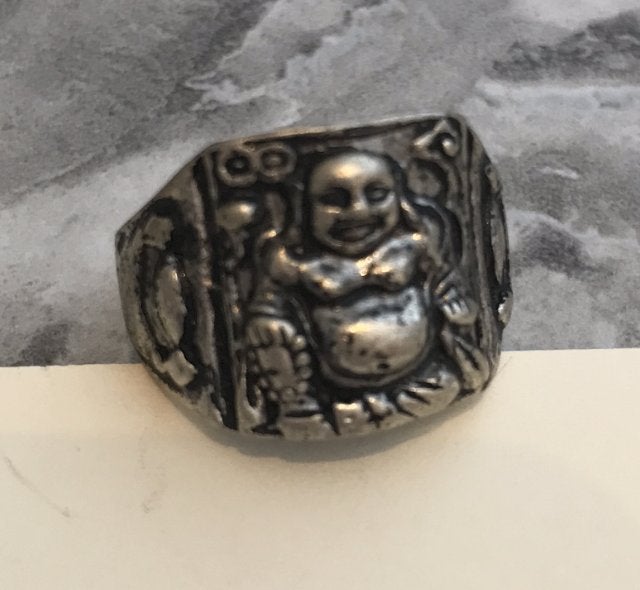 Ring Buddha Tibet zilver handgemaakt maat 19.5 -NIEUW-, 19 tot 20, Nieuw, Ophalen of Verzenden, Dame of Heer
