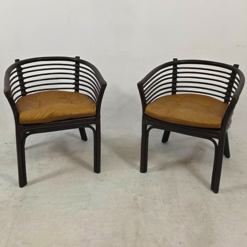 Set Tito Agnoli rotan stoelen 60's mid century Italiaans, Huis en Inrichting, Stoelen, Ophalen, Gebruikt, Twee, Bruin