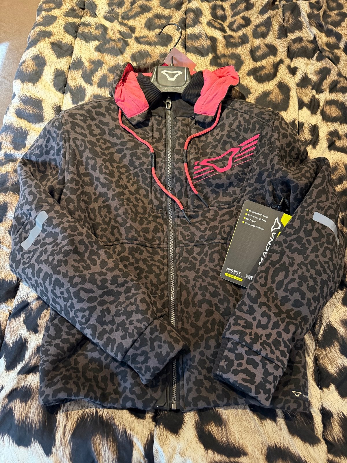 Macna District Dames Motorhoodie Zwart/Grijs Luipaard Maat L, Ophalen of Verzenden, Nieuw met kaartje, Dames, Jas | textiel