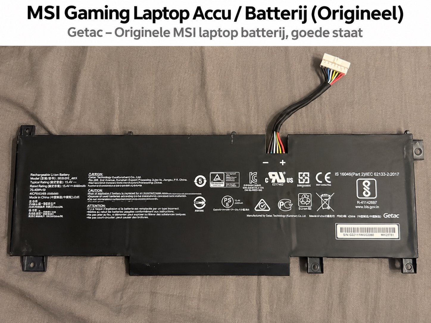 Originele MSI Gaming Laptop Accu / Batterij - Getac, Computers en Software, Ophalen of Verzenden, Zo goed als nieuw