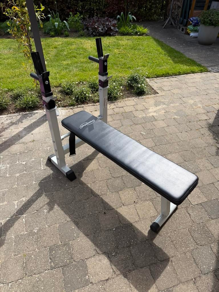 Gorilla sports halterbank met barbell, Ophalen, Zo goed als nieuw, Fitnessbank