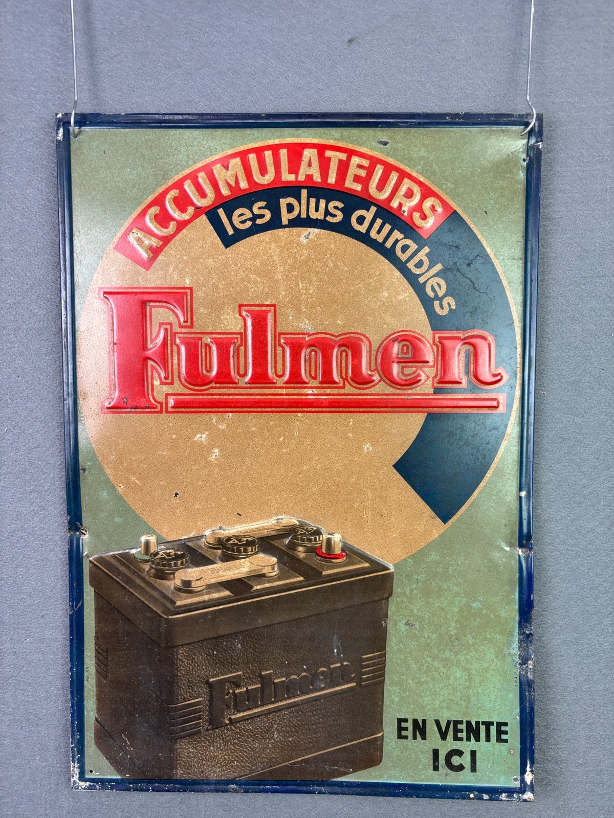 Fulmen accu’s blikken reclameplaat  jaren 60-70, Verzamelen, Reclamebord, Gebruikt, ., Ophalen of Verzenden