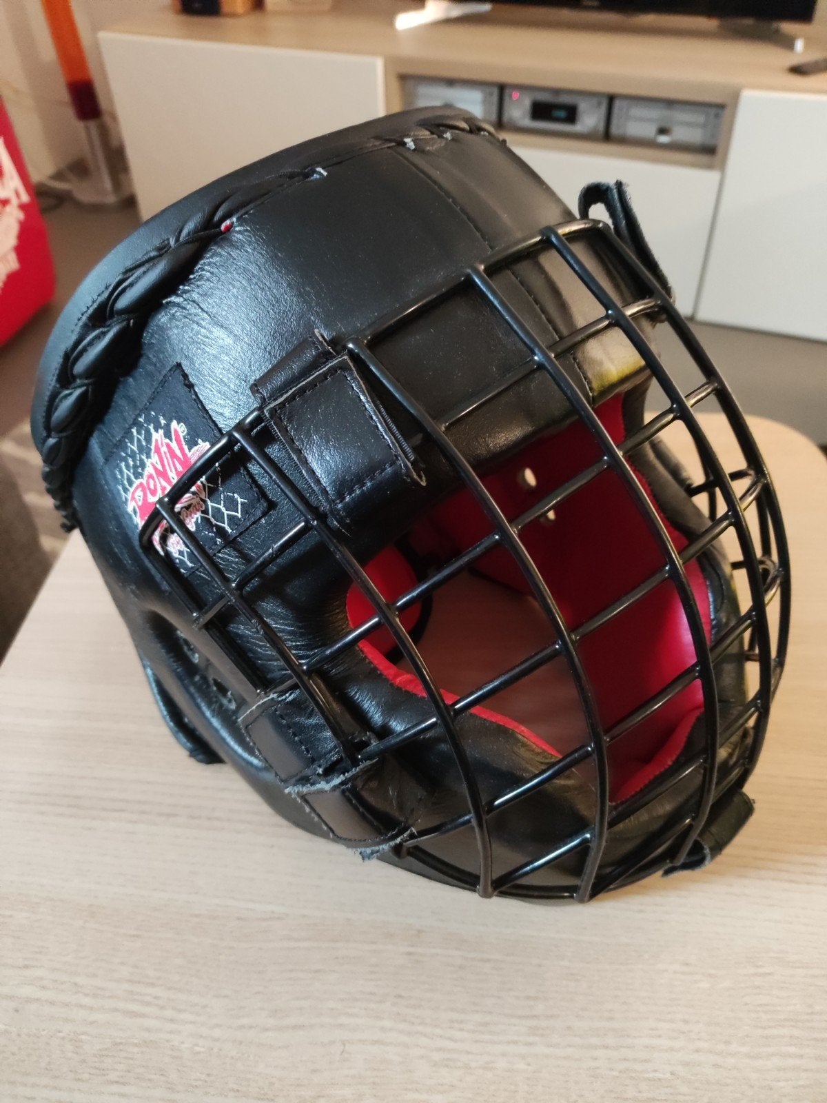 Ronin Lederen Hoofdbeschermer met Vizier - Zwart, Ophalen, Nieuw, Overige, Vechtsportbescherming