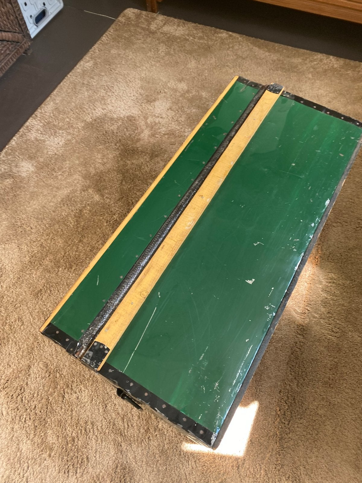 Antieke Brocante Groene Reiskoffer uit Amsterdam, Antiek en Kunst, Ophalen of Verzenden