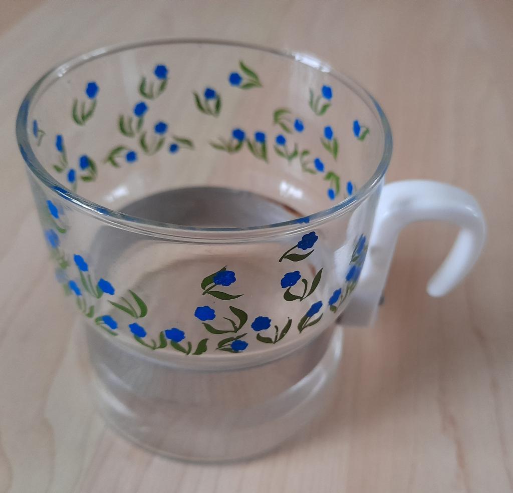 THEEGLAS MET BLOEM DECORATIE, Ophalen of Verzenden, Zo goed als nieuw, Glas, Overige stijlen