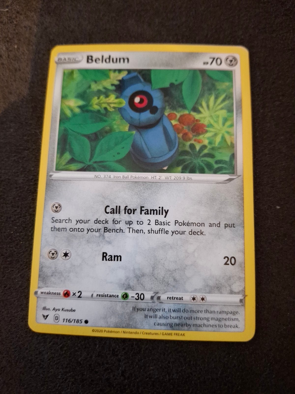 Beldum Pokémon Kaart - Common 116/185, Ophalen of Verzenden, Zo goed als nieuw, Losse kaart