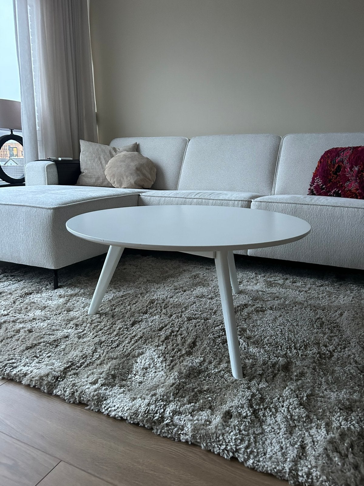 Witte ronde salontafel, Ophalen, Zo goed als nieuw, Rond, 50 tot 100 cm
