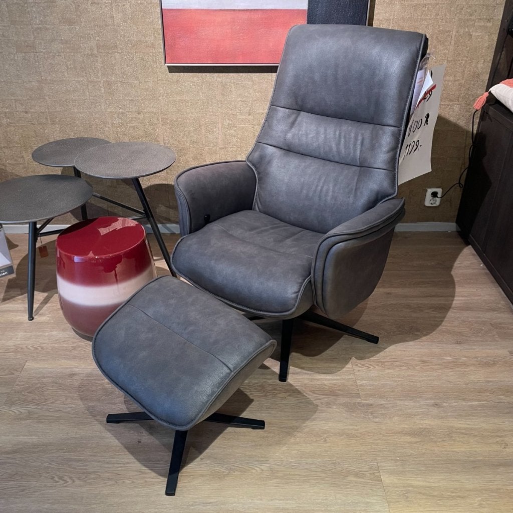 Fauteuil met Poef Pala Lotis Antraciet - Henders & Hazel, Niet ingevuld, Niet ingevuld, Niet ingevuld