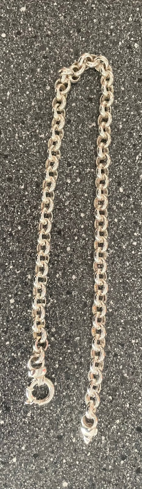 Jasseron collier 46 cm, Ophalen of Verzenden, Zo goed als nieuw, Zilver, Zilver