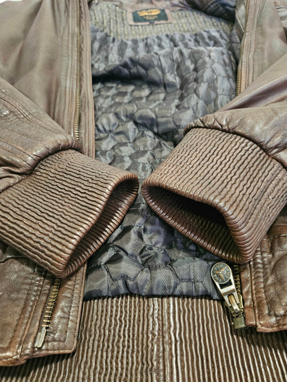 PME LEGEND leren tussen jas met leren boorden (XL en XXL), Kleding | Heren, Bruin, ., Maat 56/58 (XL), Ophalen of Verzenden