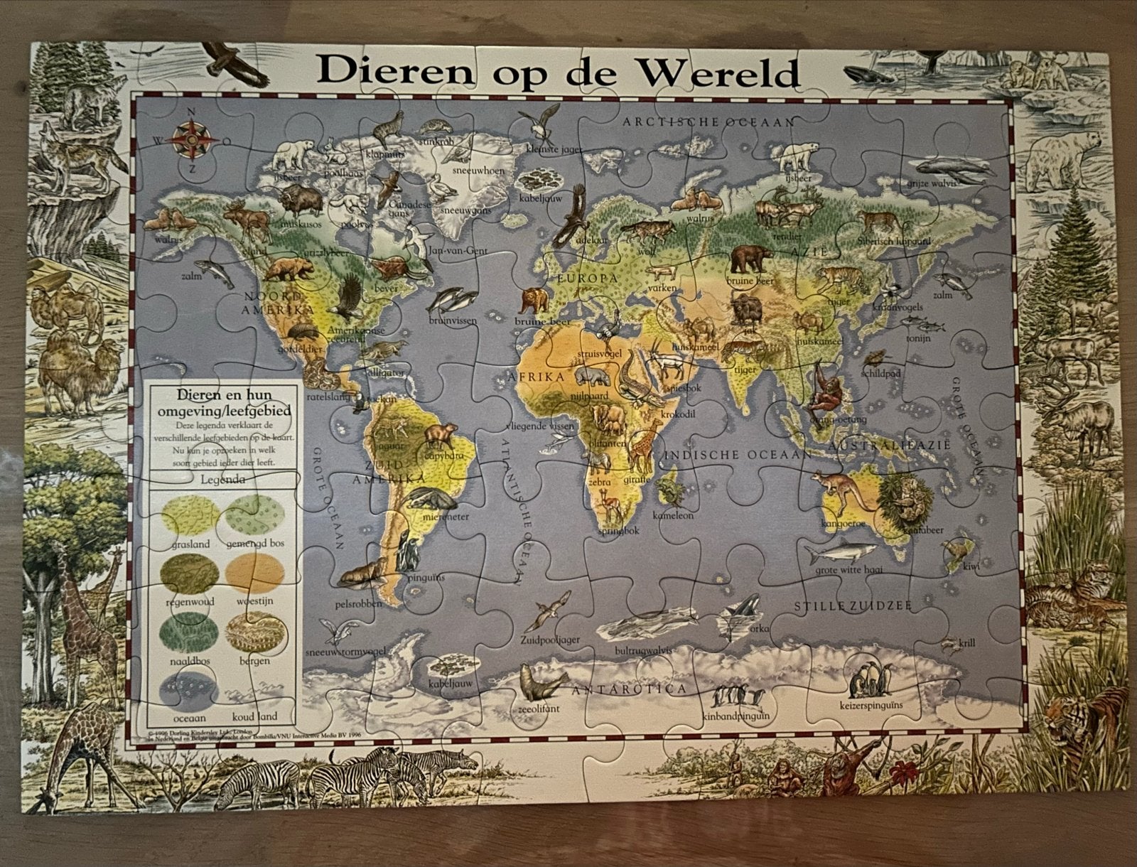 Dieren op de Wereld Puzzel - Educatieve Wereldkaart, Ophalen, Meer dan 50 stukjes, Gebruikt, 4 tot 6 jaar