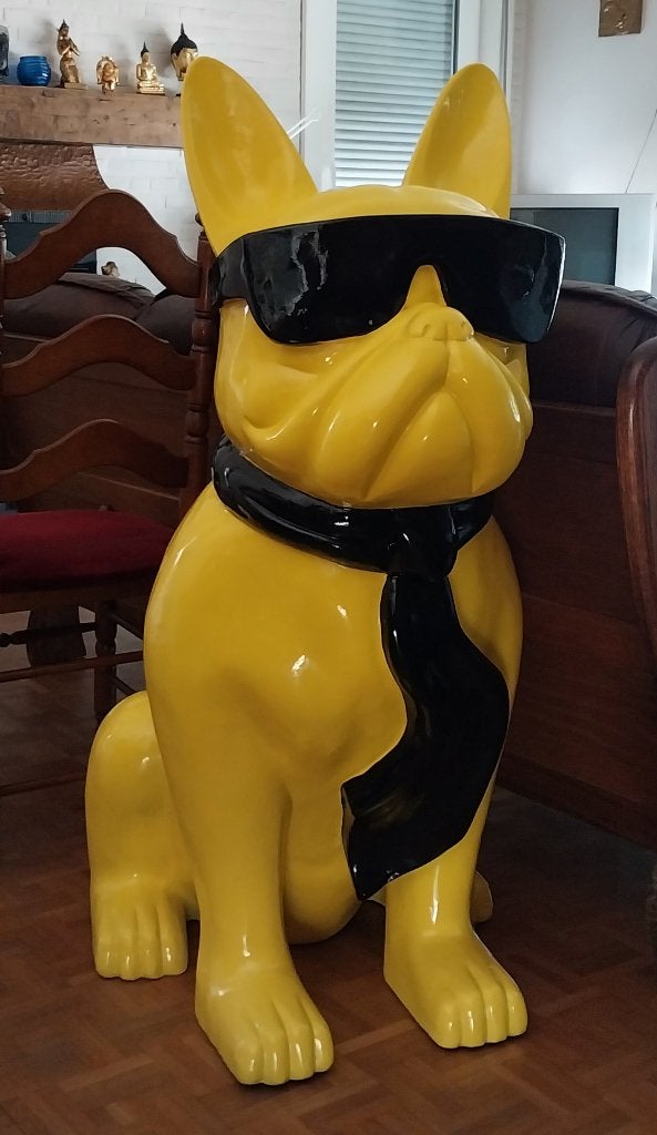 Franse Bulldog van 120 cm met zonnebril,hond,beeld, Ophalen, Nieuw, Dier