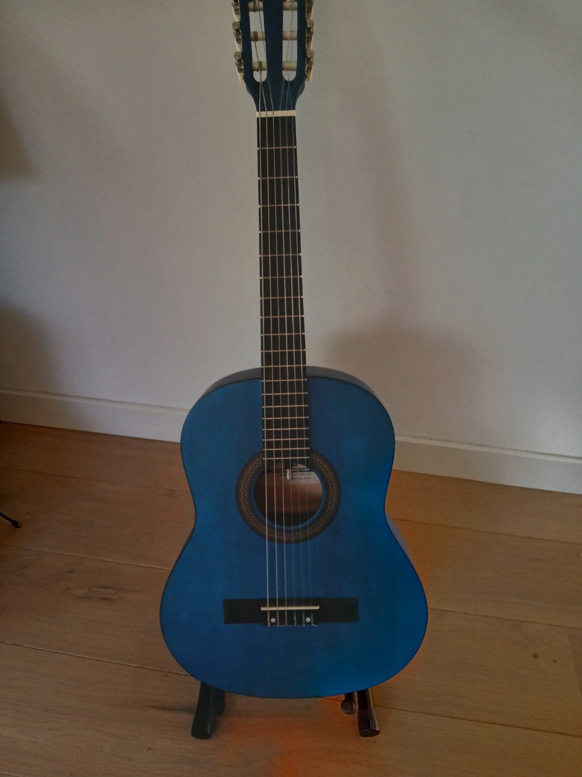 Mooie blauwe klassieke 3/4 gitaar met hoes, Ophalen of Verzenden, Gebruikt, Klassieke of Spaanse gitaar, Met koffer