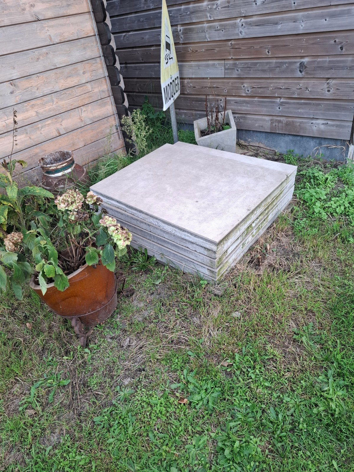 4 grote tegels 100bij 100 cm, Tuin en Terras, Ophalen, Nieuw, Beton, Terrastegels
