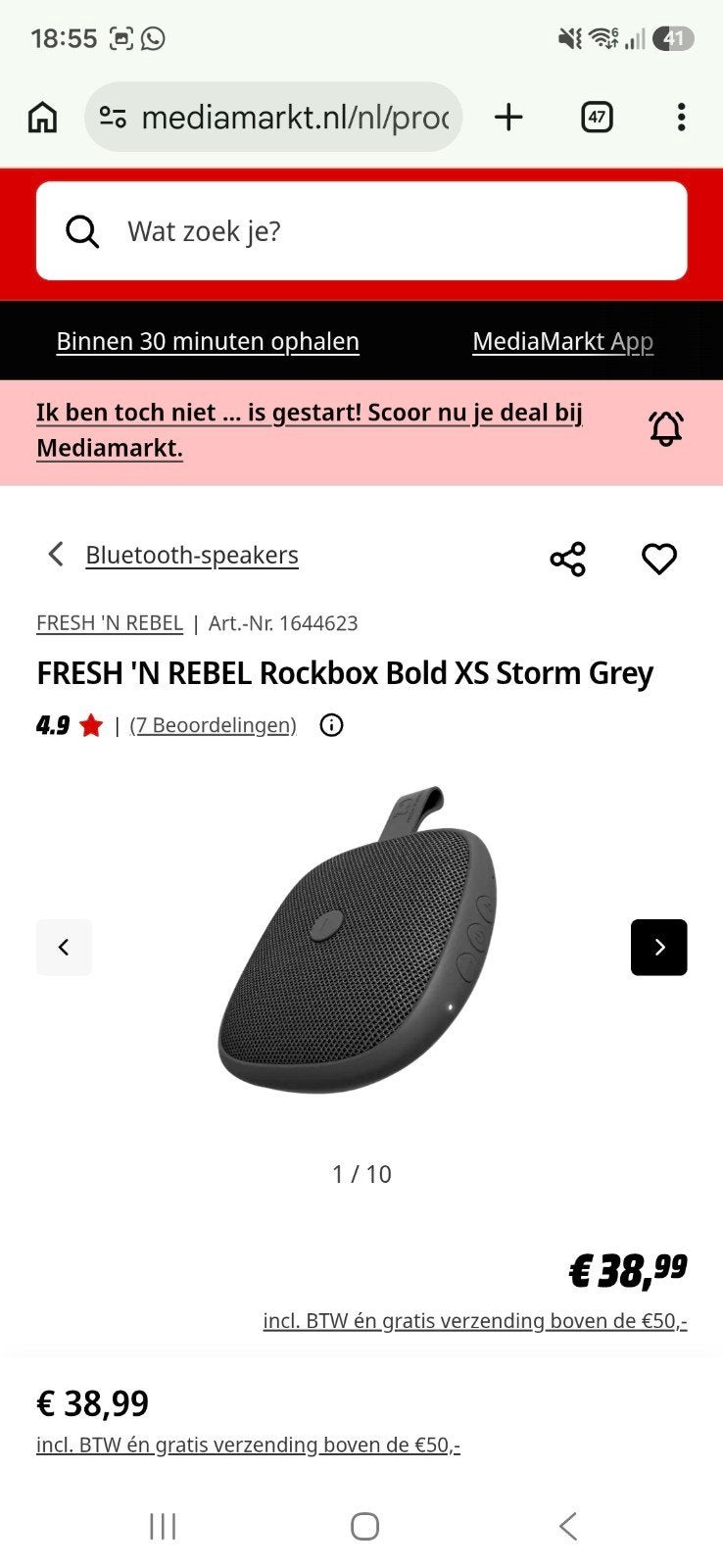 Fresh n Rebel Rockbox Xs Zwart, Ophalen of Verzenden, Nieuw, Overige merken