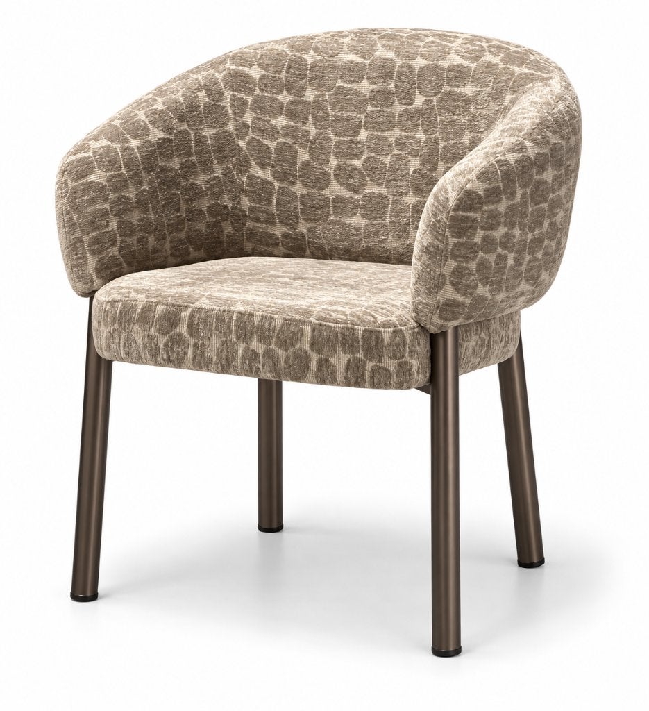 Luxe hotel chique eetkamerstoel taupe met anodic brown poot!