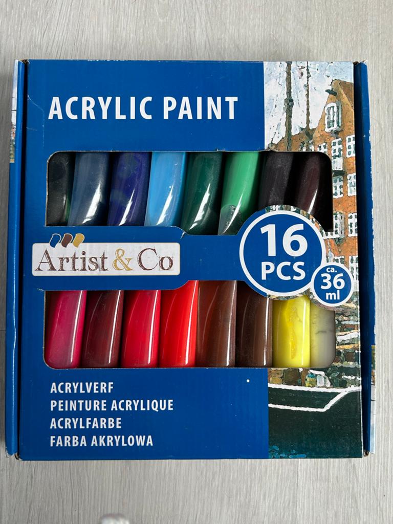 Artist & Co Acrylverf Set - 16 kleuren, 36 ml per tube, Ophalen of Verzenden, Nieuw, Acrylverf