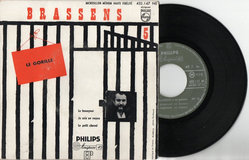 Brassens – 5 Le Gorille, Gebruikt, 7 inch, Ophalen of Verzenden, EP