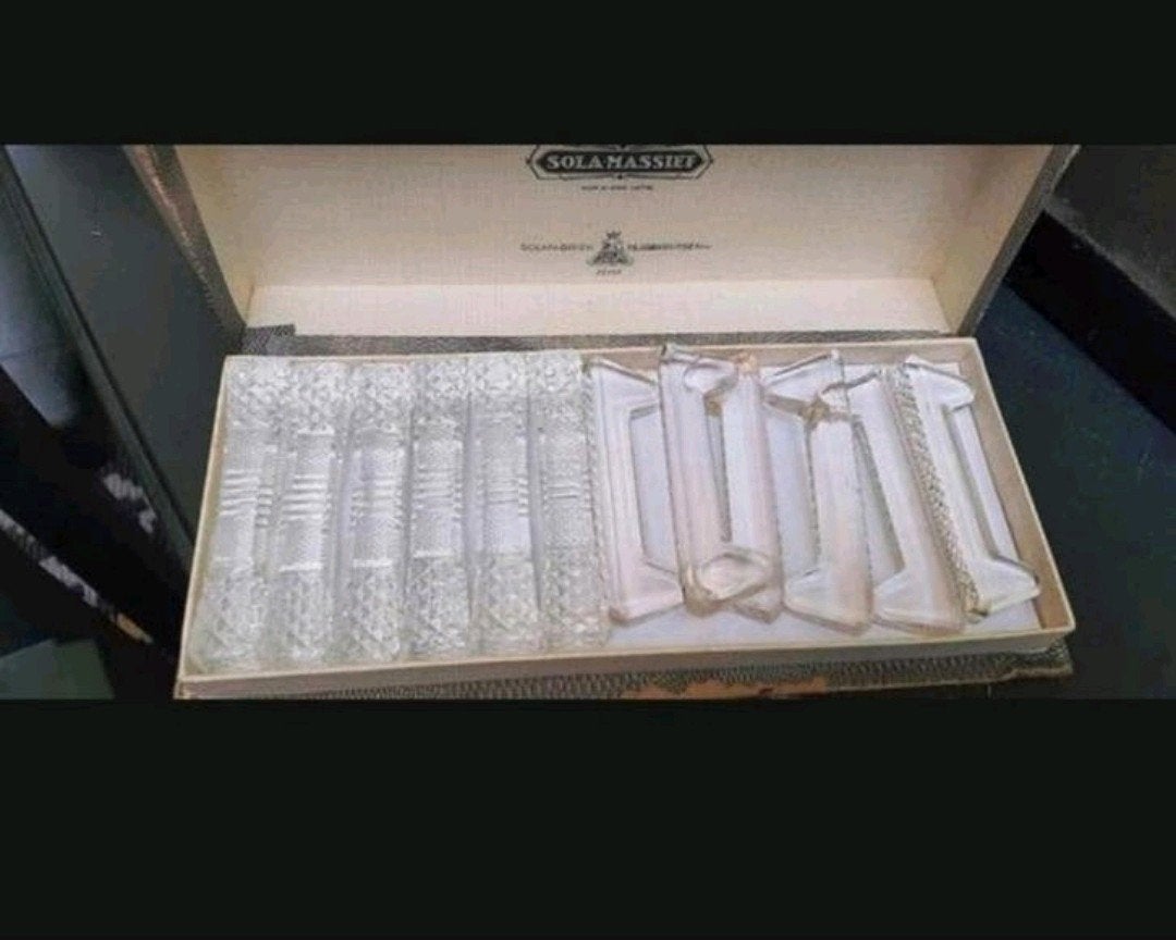 Vintage Solange originele doos kristallen messen leggers, Antiek en Kunst, Ophalen of Verzenden