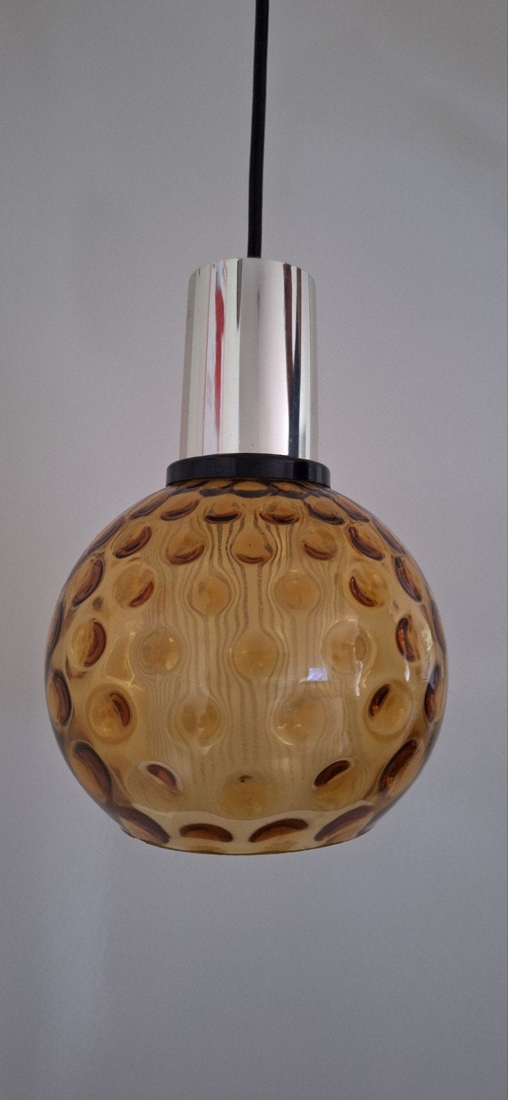 Vintage Hanglamp Lamp Design Glashütte Limburg Bubbelglas, Gebruikt, Glas, Jaren 70, E27 (groot)