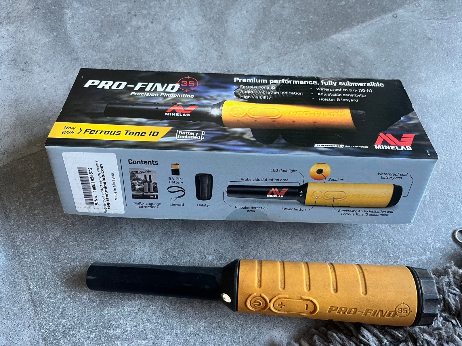 Pinpointer Minelab pro-find 35 (zie foto’s), Hobby en Vrije tijd, Metaaldetectors, Ophalen of Verzenden, Zo goed als nieuw, XP