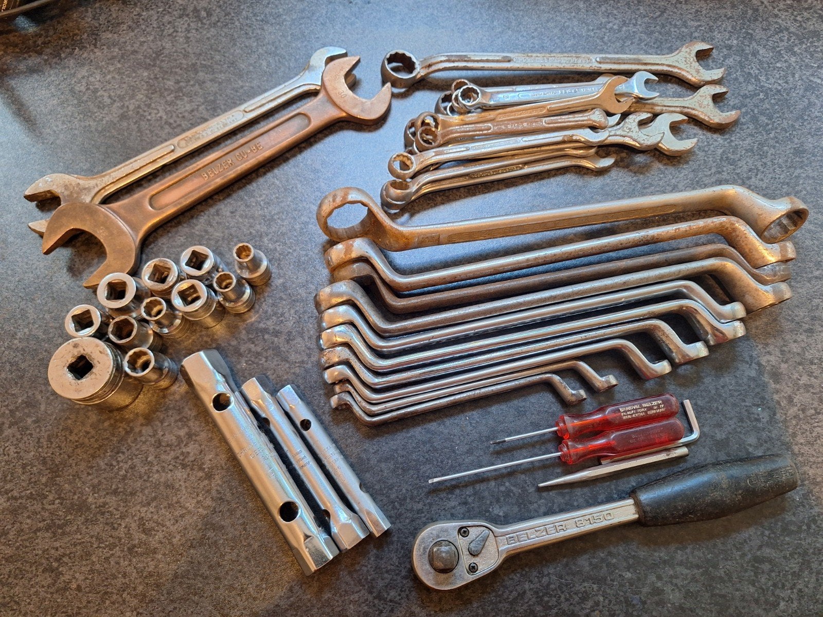 Belzer ratel, doppen steek- ring- pijpsleutels, Auto diversen, Autogereedschap, Ophalen of Verzenden, Gebruikt