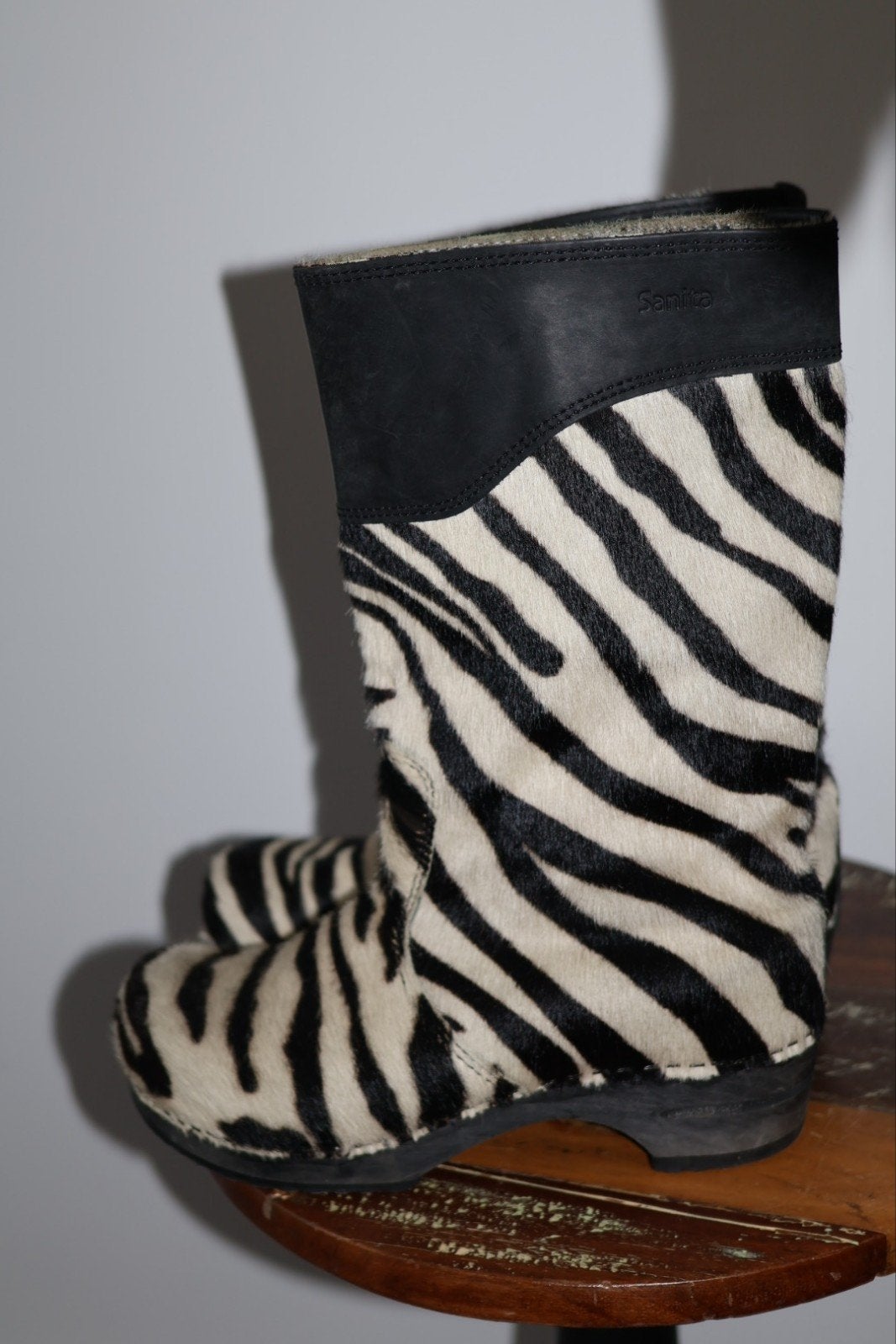 Sanita laarzen maat 38 - Zebraprint, Zwart, Ophalen of Verzenden, Zo goed als nieuw, Sanita Footwear