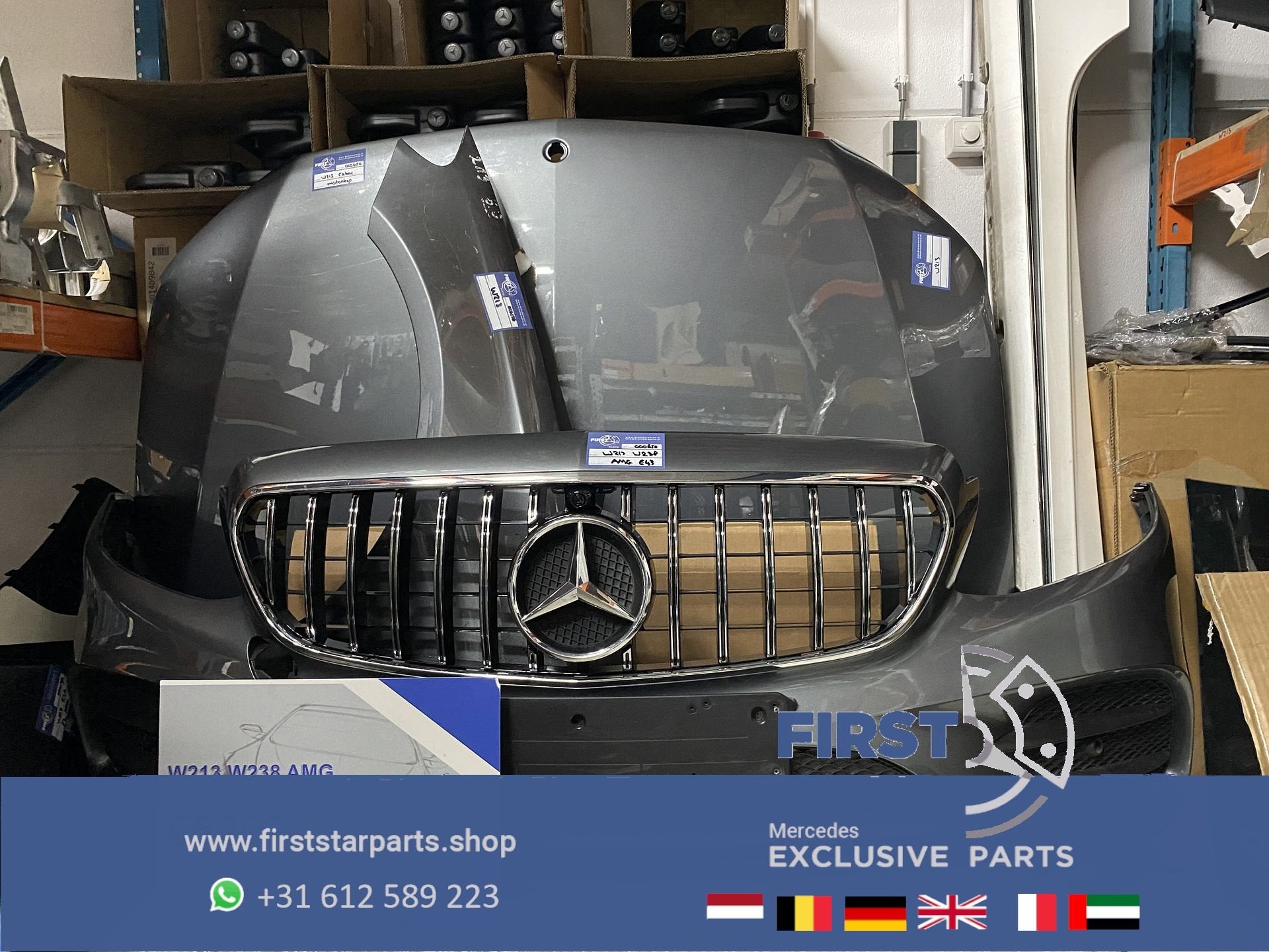 W213 S213 W238 AMG VOORKOP ZWART WIT GRIJS COMPLEET Mercedes, Gebruikt, -, Voor, Ophalen of Verzenden