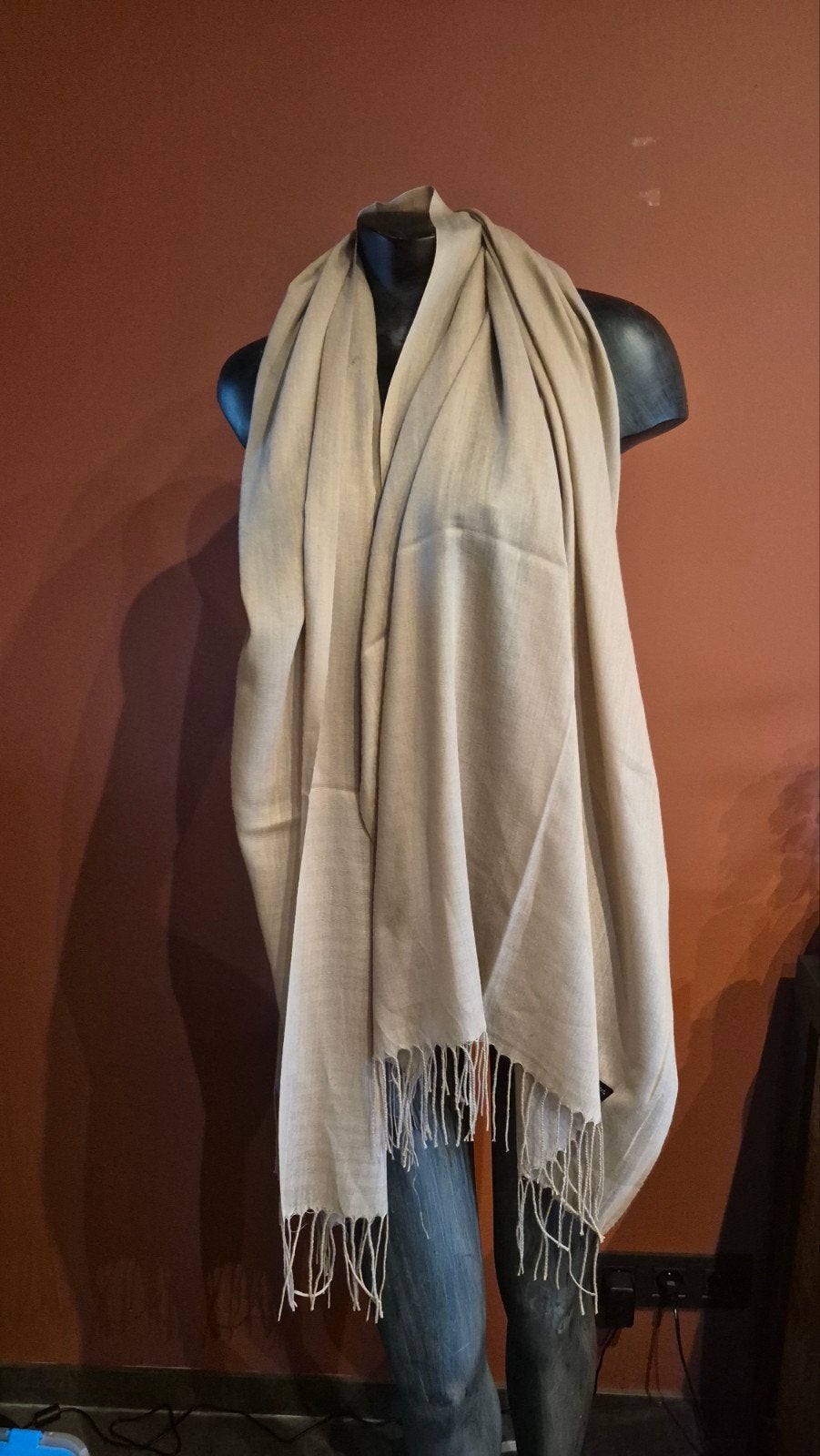 Cashmere Sjaal - Beige, Kleding | Dames, Maat 46/48 (XL) of groter, Nieuw, Ophalen of Verzenden, Cashmere
