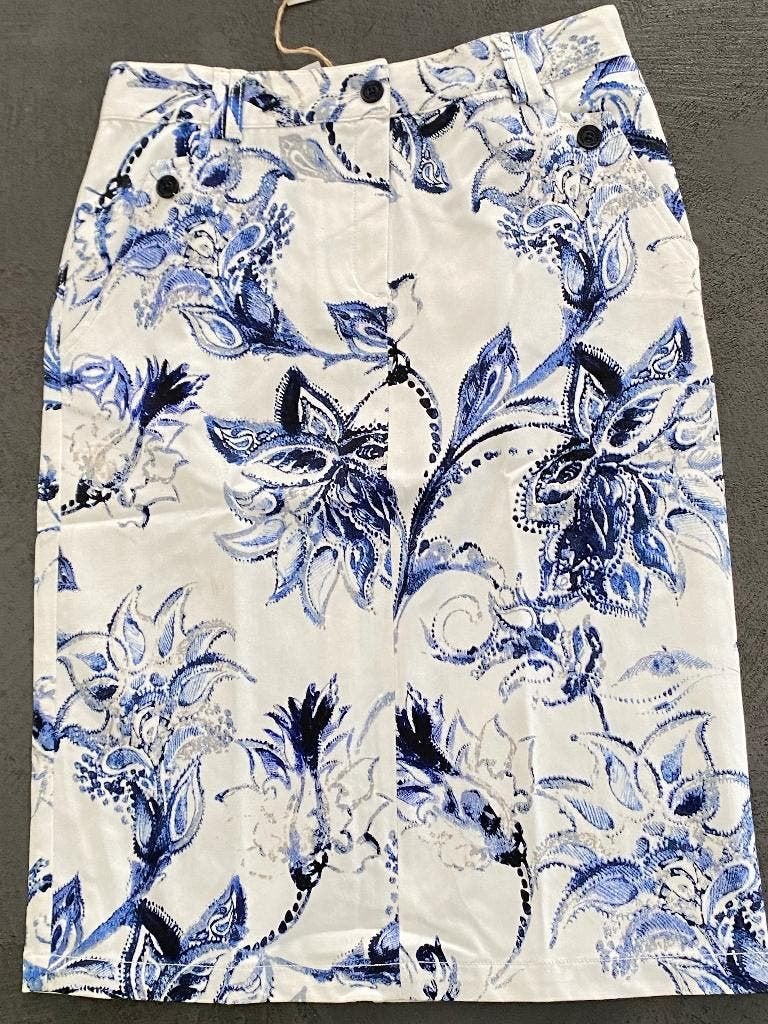 191/2 Nieuw: Maat S=36 rok Susskind rokje wit/blauw, Kleding | Dames, Rokken, Blauw, Nieuw, Ophalen of Verzenden, Knielengte