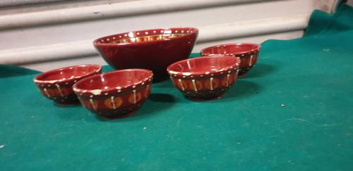 Schalenset 5-delig aardewerk rood, Huis en Inrichting, Keuken | Servies, Ophalen of Verzenden, 'T Olde Gre-j, Info@toldegrej.nl