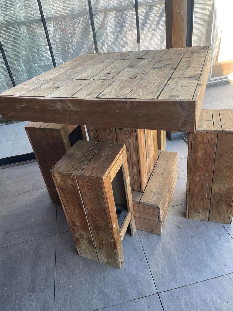 Bier sta tafel met krukken, Ophalen, Zo goed als nieuw, Rechthoekig
