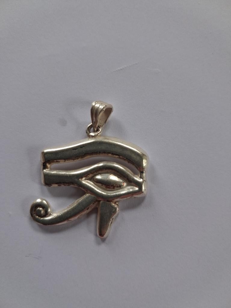 Zilveren Oog van Horus Hanger - 3 x 2.5 cm, Gebruikt, Ophalen of Verzenden, Kruis of Symbool, Zilver