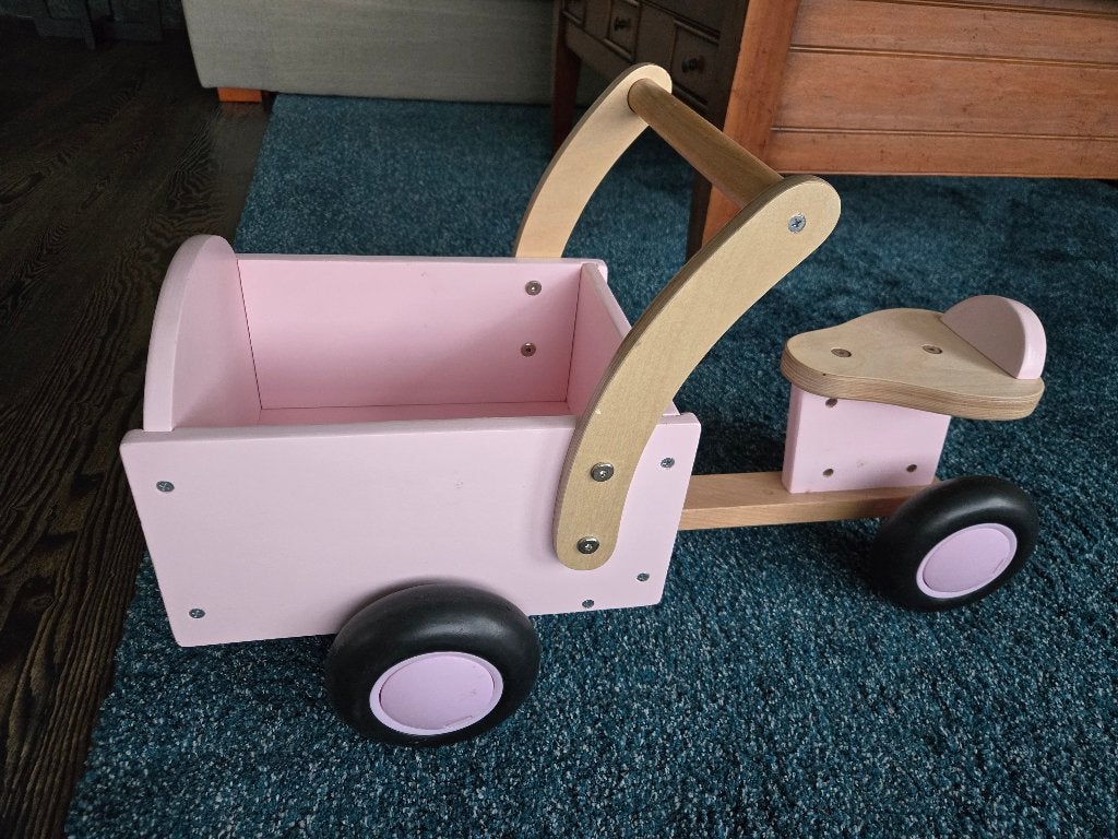 Houten bakfiets, Kinderen en Baby's, Speelgoed | Speelgoedvoertuigen, Zo goed als nieuw, Ophalen of Verzenden