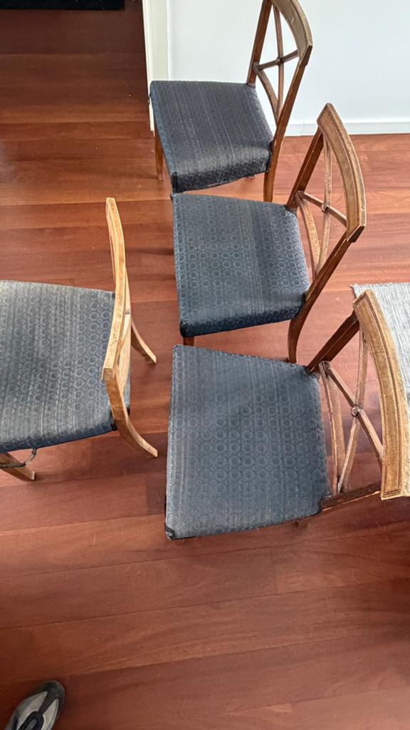 Antieke stoelen met paardenhaar bekleed, 6 ex., Gebruikt, Bruin, Vier, Hout