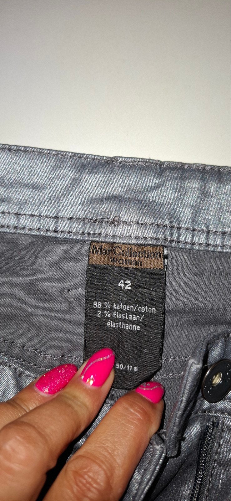 grijs/zilver dames broek,  zo goed als nieuw, Ophalen of Verzenden, Zo goed als nieuw, Grijs