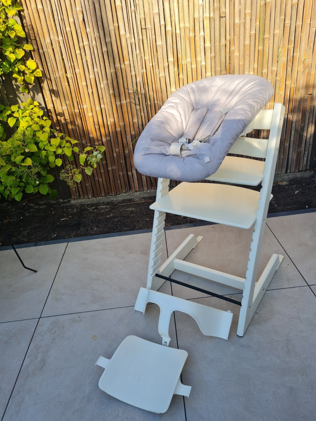 Complete Tripp Trapp Stokke Wit+Newborn+Babyset+Slides, Ophalen, Zo goed als nieuw, Meegroeistoel, Gordel(s)