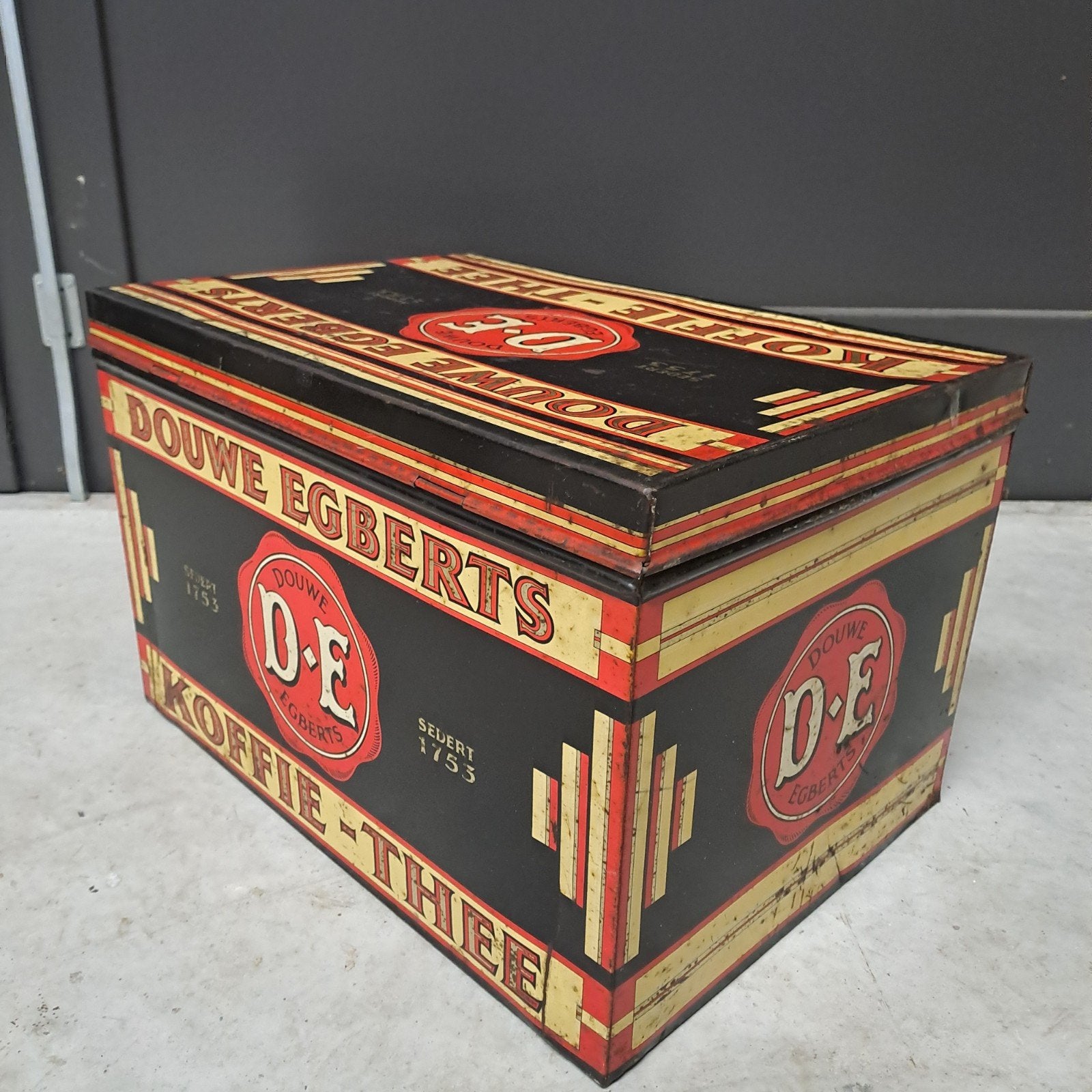groot winkelblik Douwe Egberts, Ophalen of Verzenden, Gebruikt, Koffie, Douwe Egberts