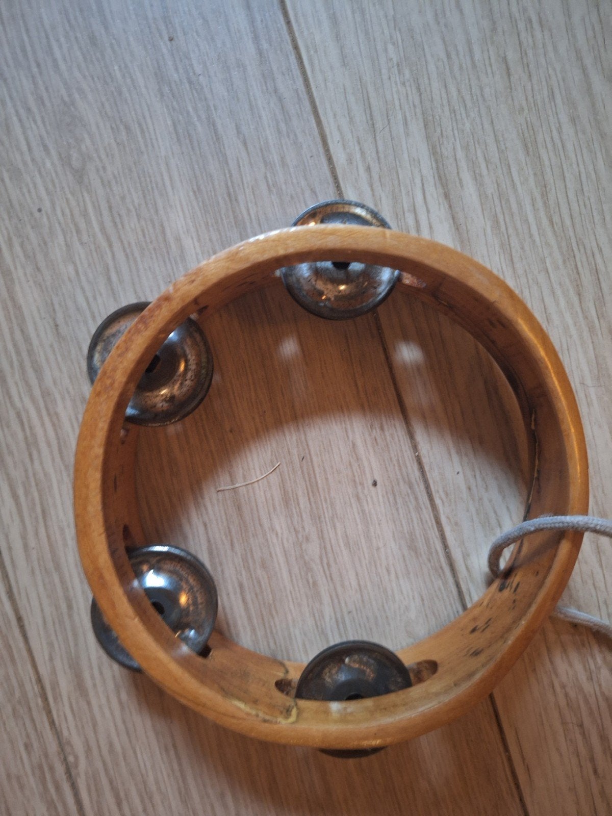 Houten Tamboerijn met metalen belletjes, Ophalen of Verzenden, Gebruikt
