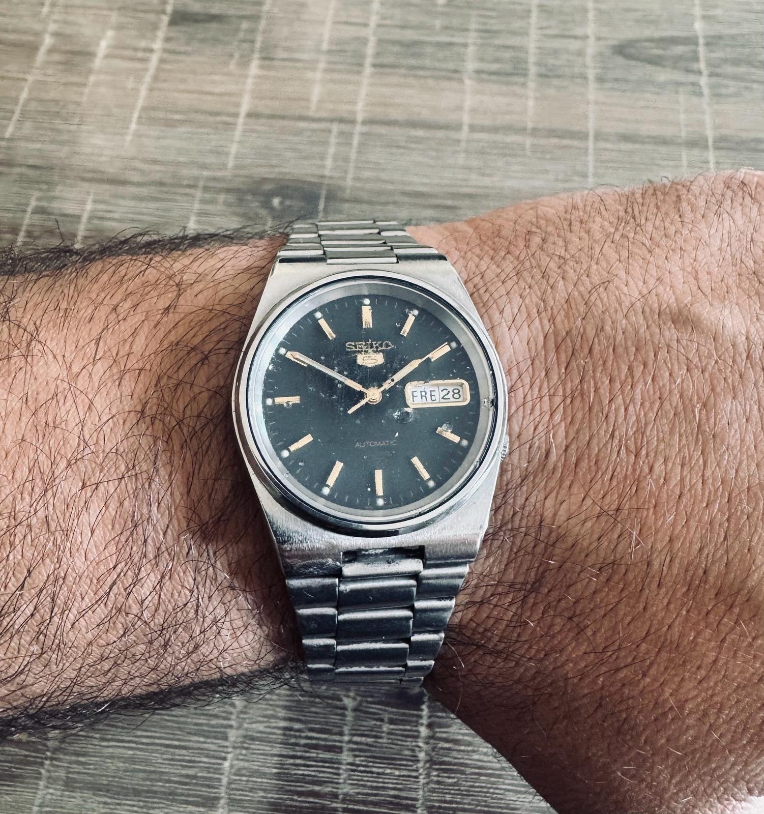 Vintage Seiko 5 Automatic Horloge - Staal, Ophalen, Seiko, Gebruikt, Staal