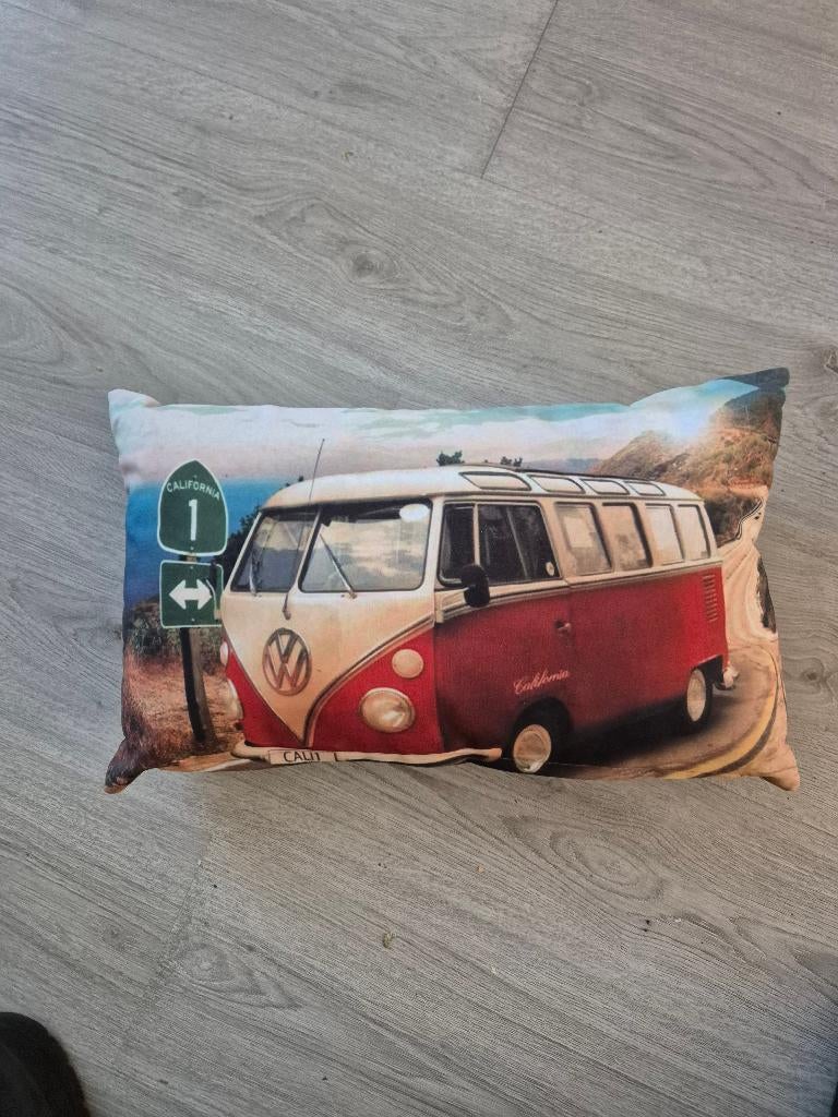 VW Volkswagen Samba Kussen - Rood/Wit, Ophalen of Verzenden, Nieuw, Rood, Rechthoekig