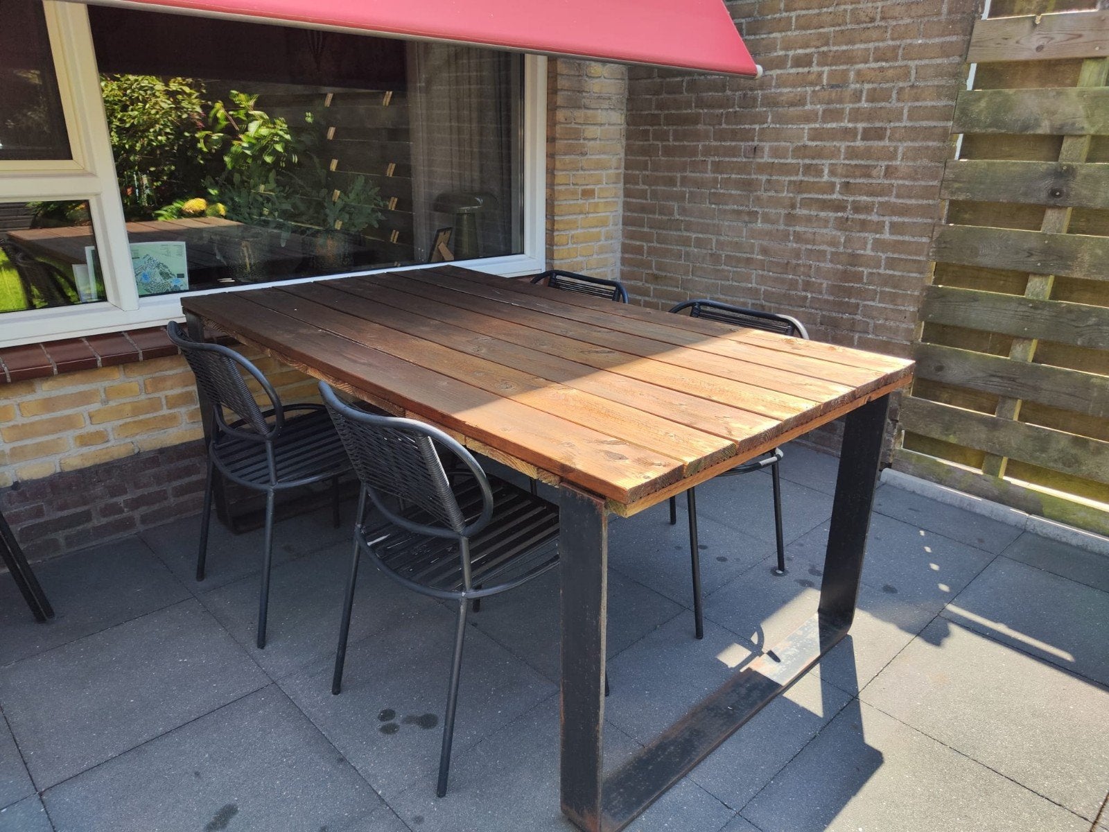 Te koop 6 stalen tuinstoelen, Ophalen, Gebruikt, Rechthoekig, Metaal