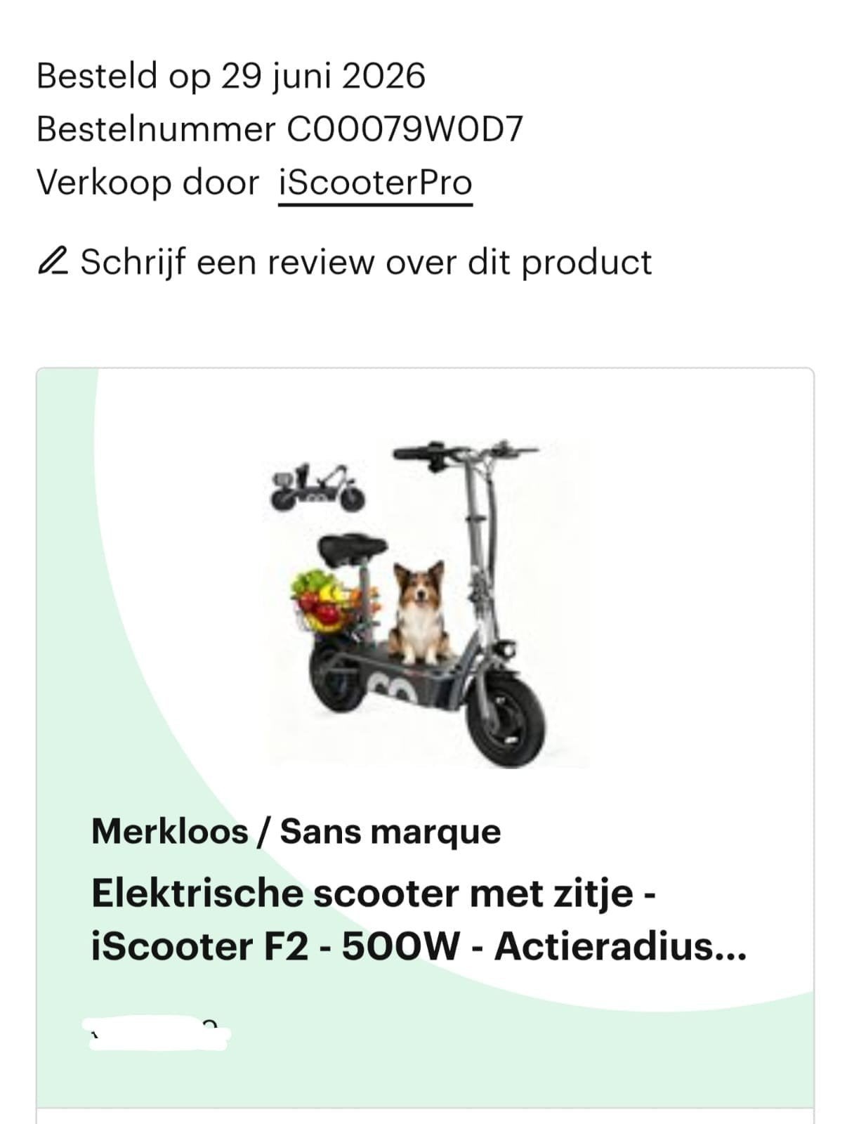 iScooter F2-500W Elektrische Step met Zitje en Mand, Fietsen en Brommers, Ophalen, Zo goed als nieuw, Elektrische step (E-scooter)