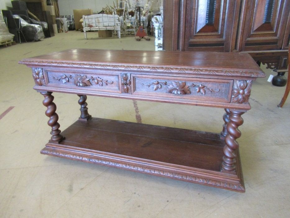 Oer 10934 ANTIEKE 19e eeuwse Franse wandtafel met snijwerk, Ophalen