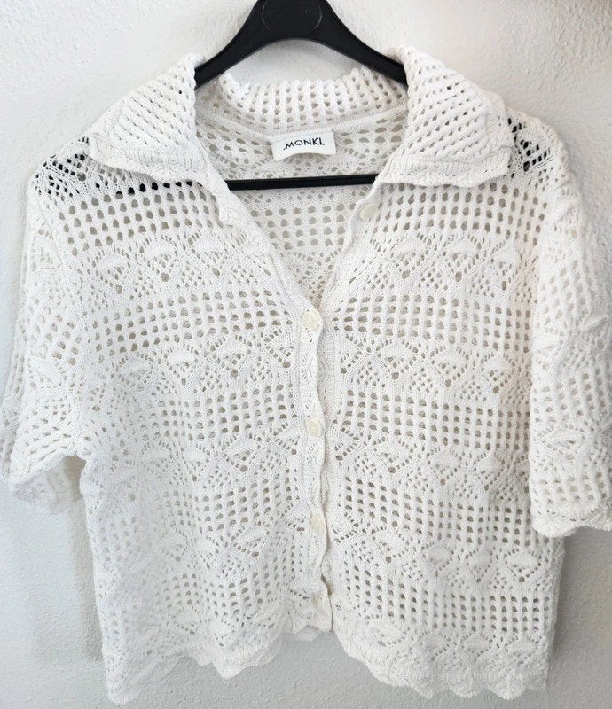 Kant blouse, kleur wit, maat M, merk monkl, Maat 38/40 (M), Monkl, Wit, Ophalen of Verzenden