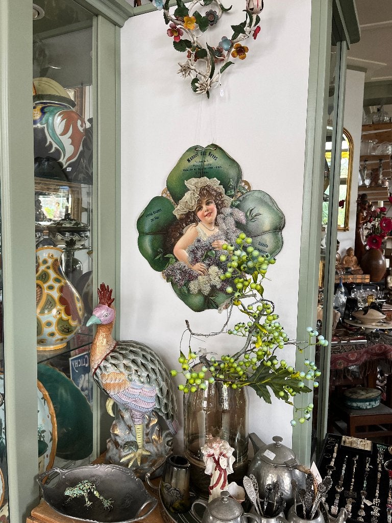 Antieke grote kartonnen reclame : klavertje vier, Antiek en Kunst, Ophalen of Verzenden