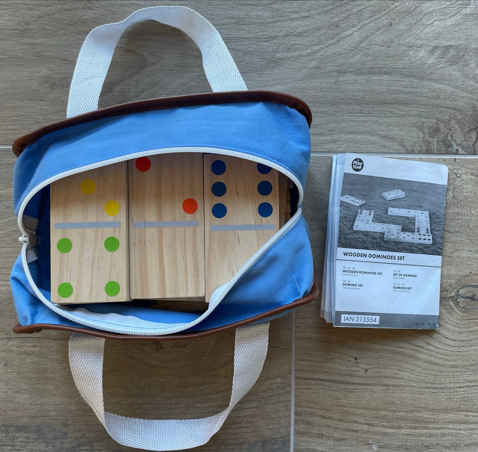 Houten Dominoset in Draagtas - Playtive, Een of twee spelers, Ophalen of Verzenden, Zo goed als nieuw, Reisspel